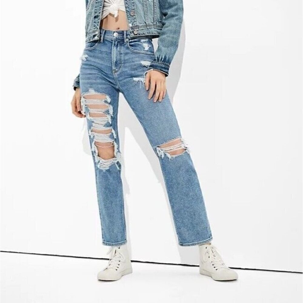 American Eagle Highest Rise 90's Boyfriend Jean Medium Wash Women’s Size 2 Denim